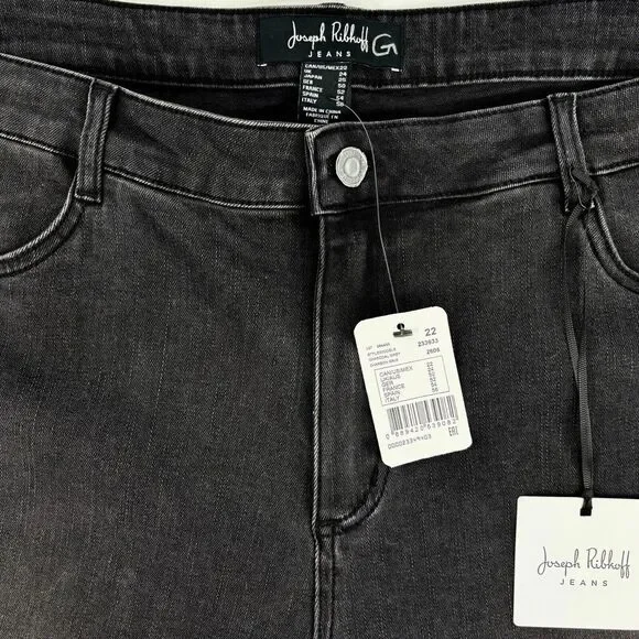 Joseph Ribkoff Women 22 Charcoal Grey Embellished FishNet Cuff Classic Slim Jean - Picture 10 of 15